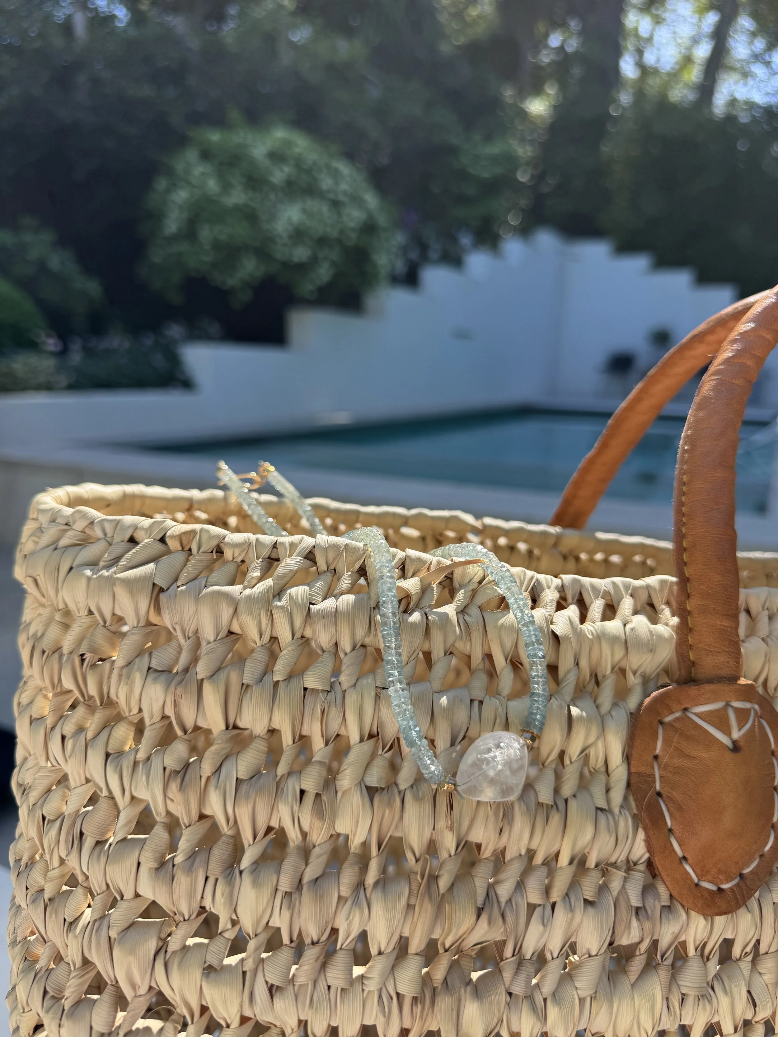 Aquamarine with Large Moonstone Pendant