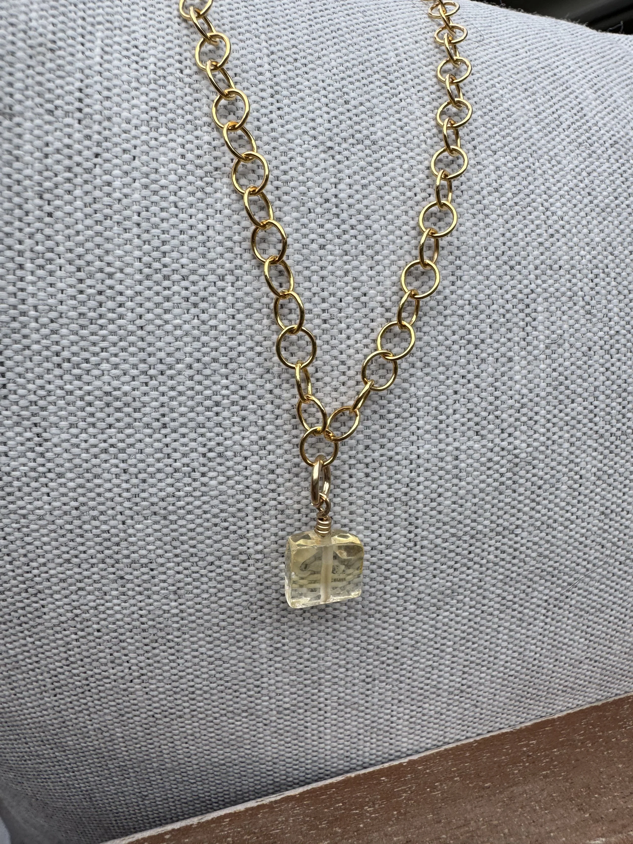 Gold Necklace with Citrine Pendant