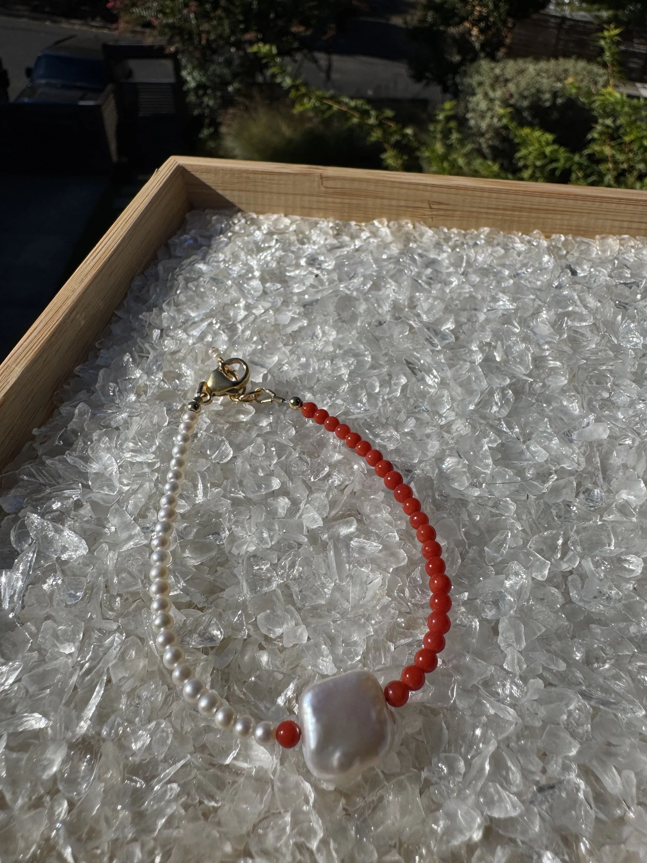 Coral & Pearl Bracelet