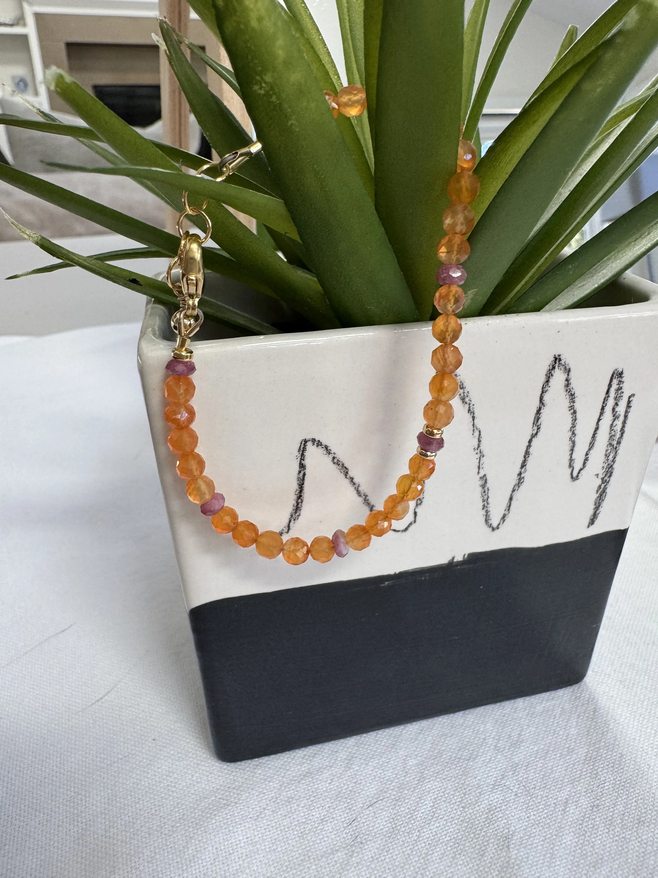 Carnelian & Pink Tourmaline Bracelet