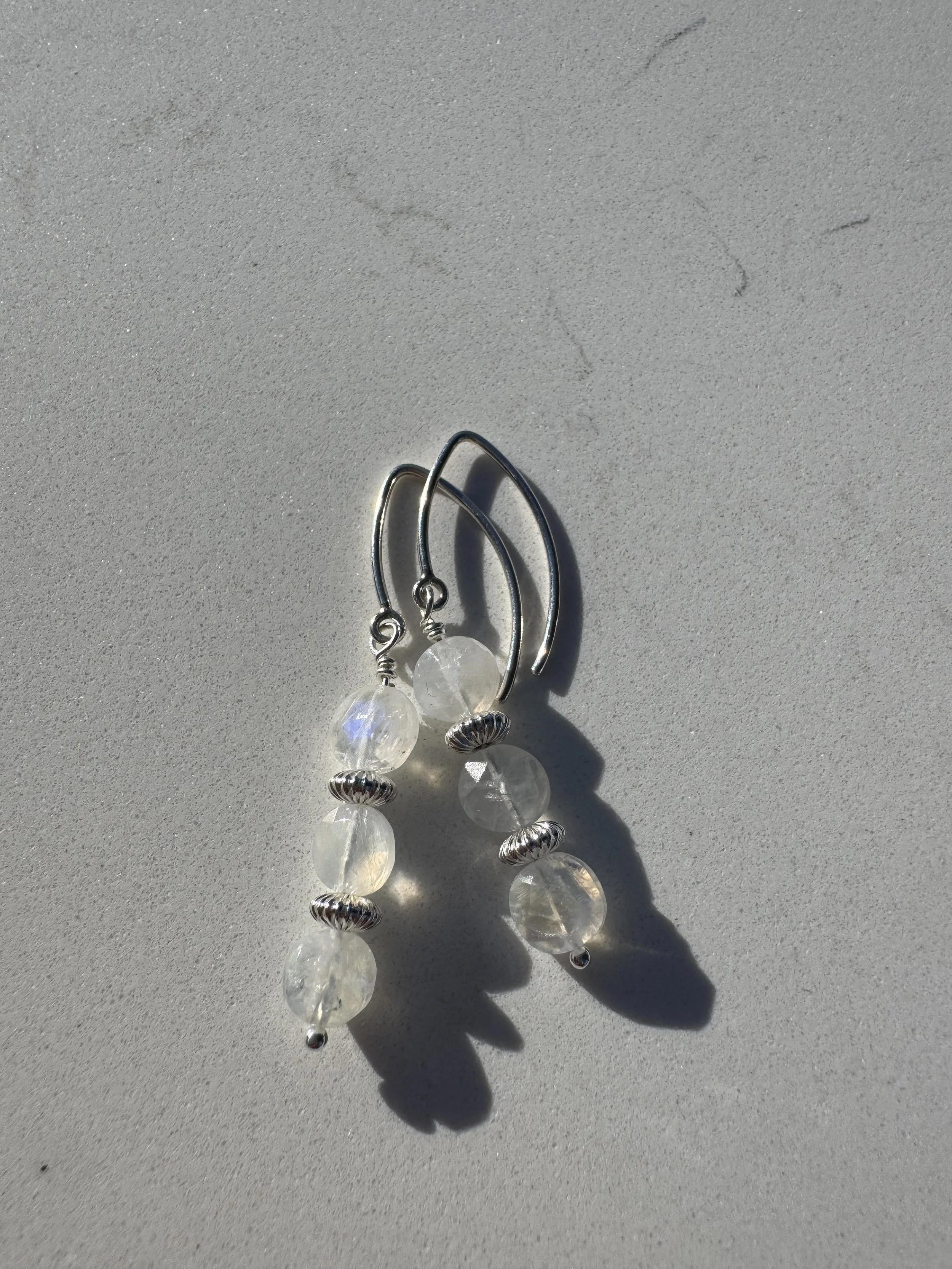 Stacked Moonstone Coin Earrings