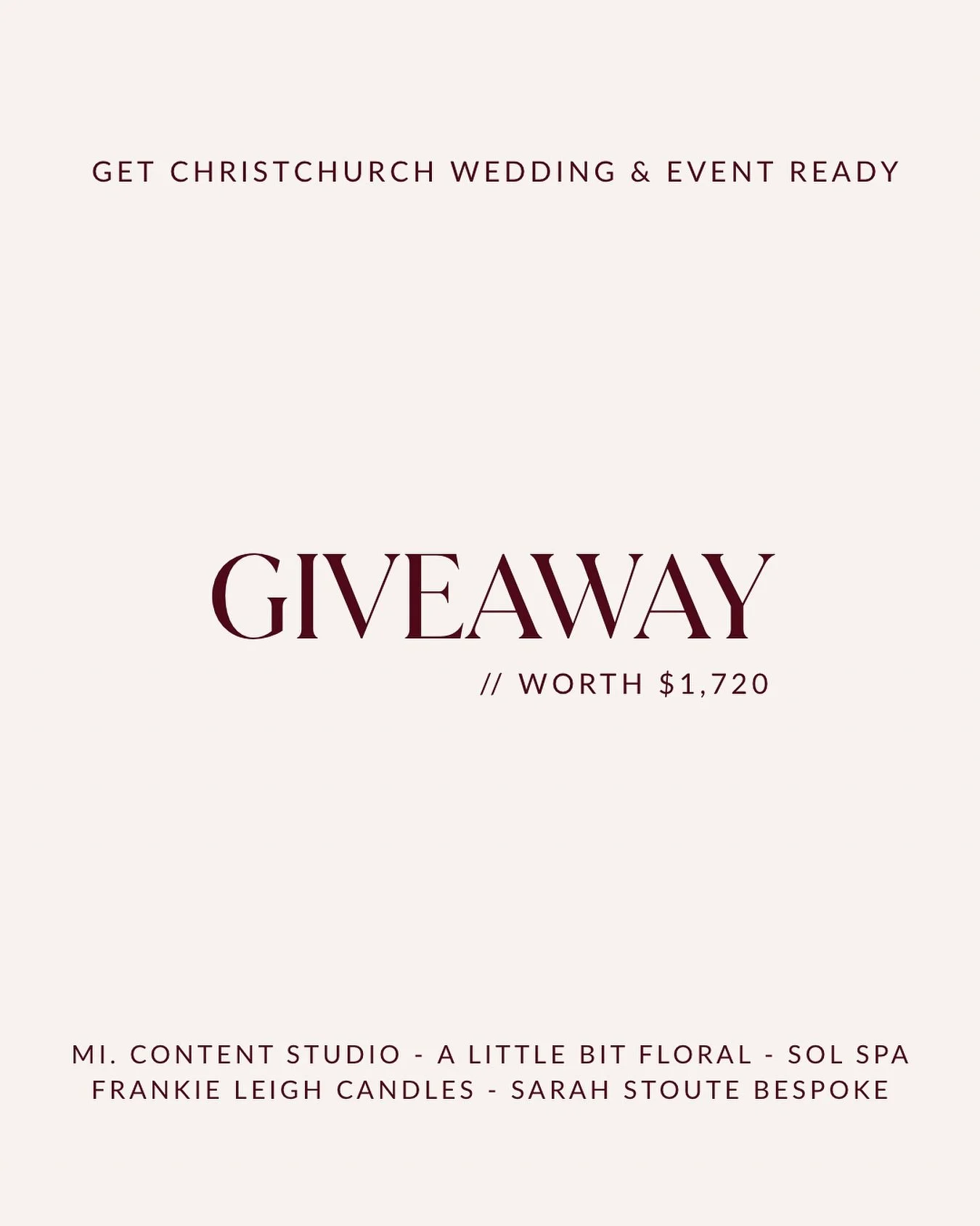 We&rsquo;re saying what we need to with one heck of a giveaway!

To say thank you for all the support for MI. Content Studio so far we have teamed up with some pretty epic local businesses to treat one lucky winner an event and wedding ready package 