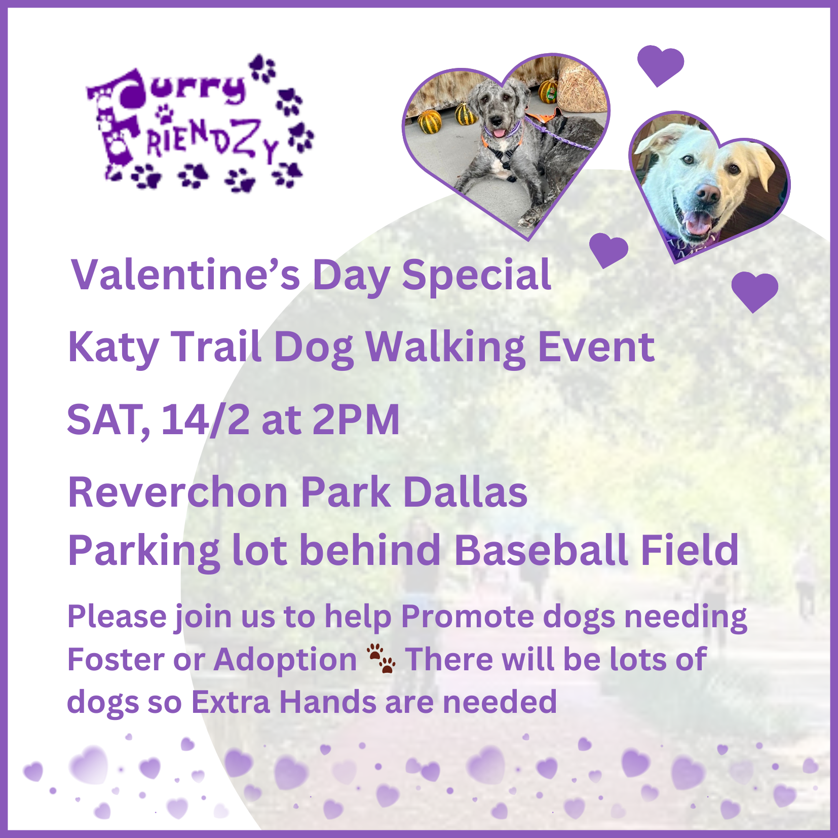 Volunteer Sign-Up for SAT 14 FEB 2PM (Katy Trail)