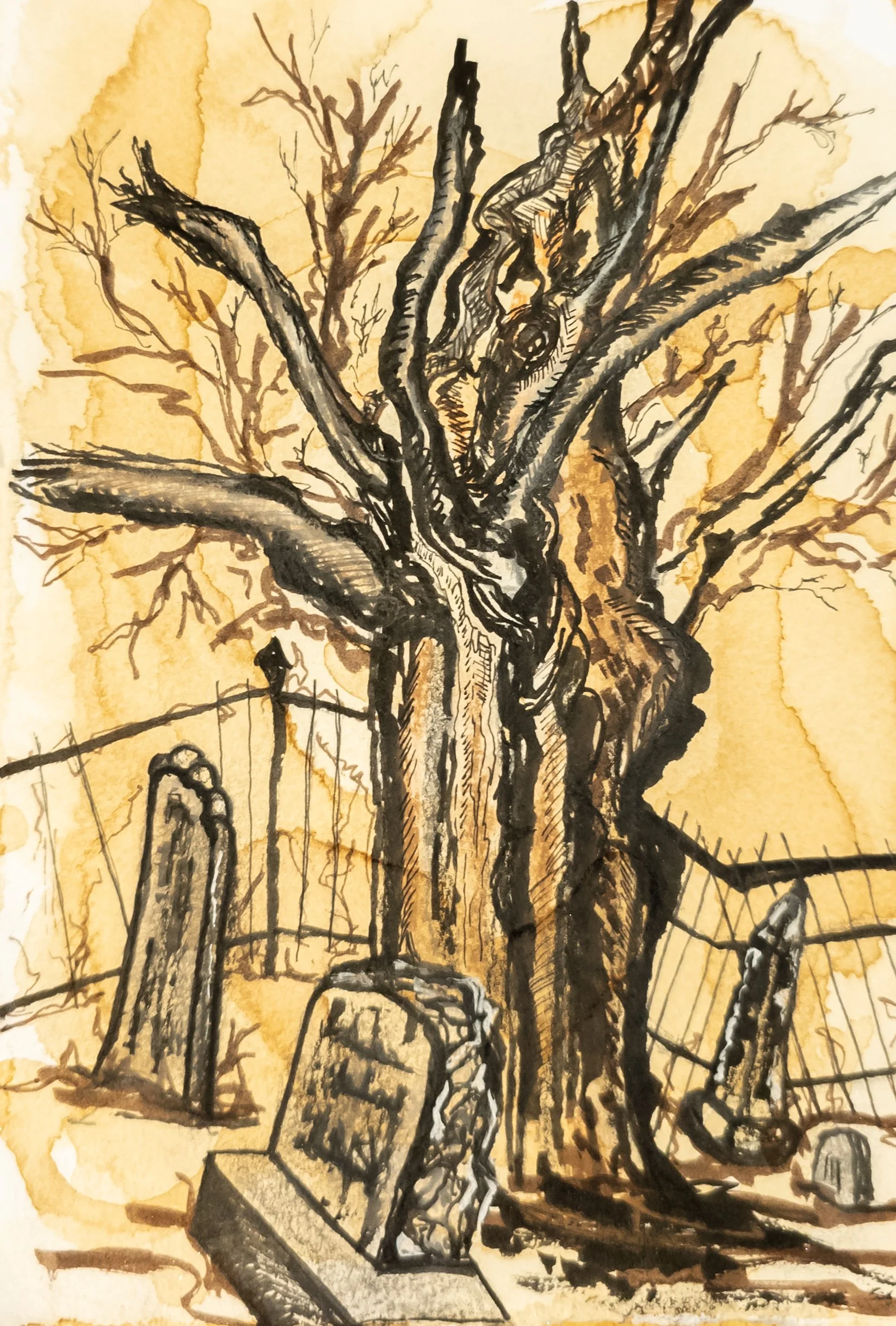  Silent Hours No.6  
Coffee and Tea Washes with ink and charcoal on vellum  
Size: 6" x 4"  
 SOLD   