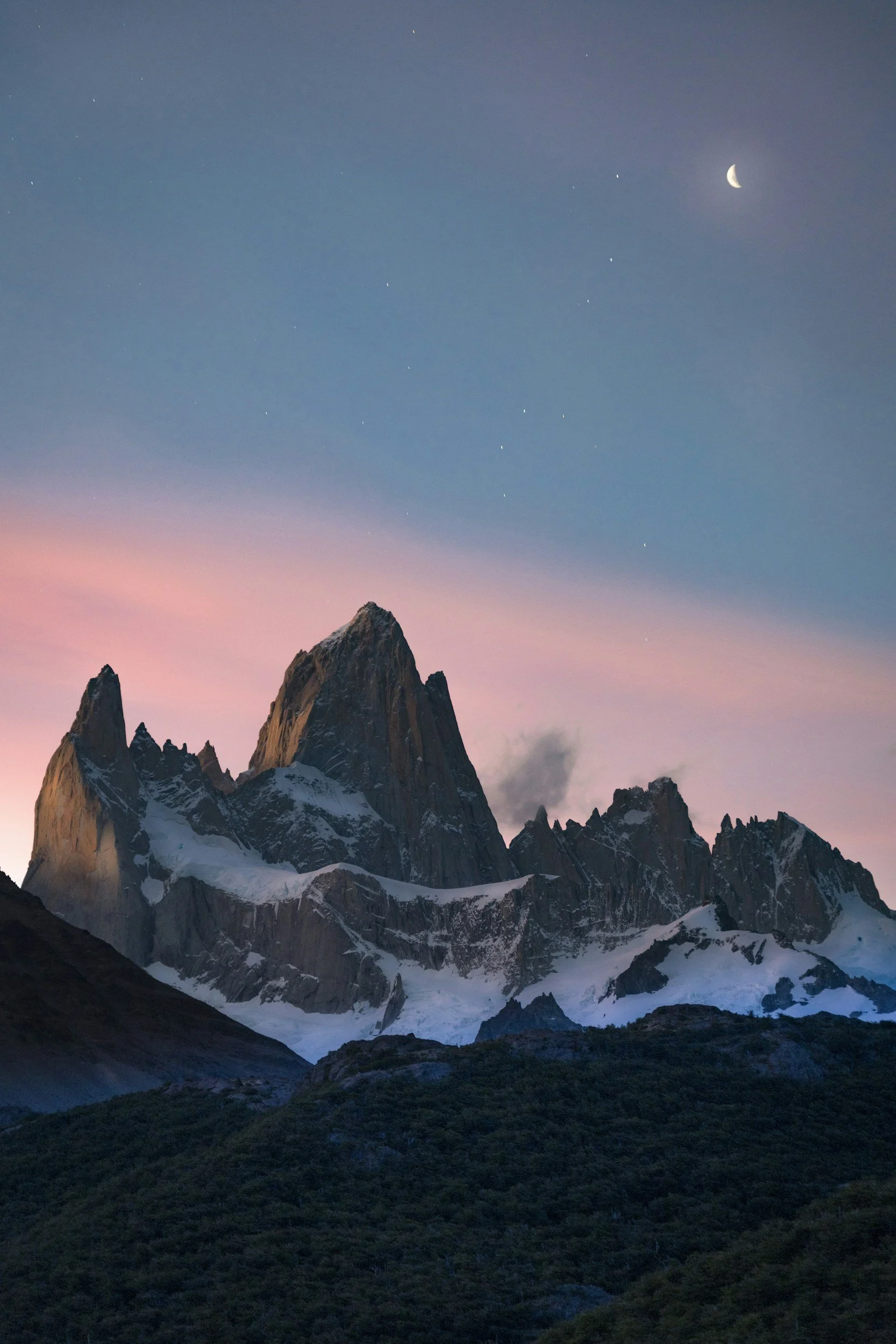patagonia mountains moonlight