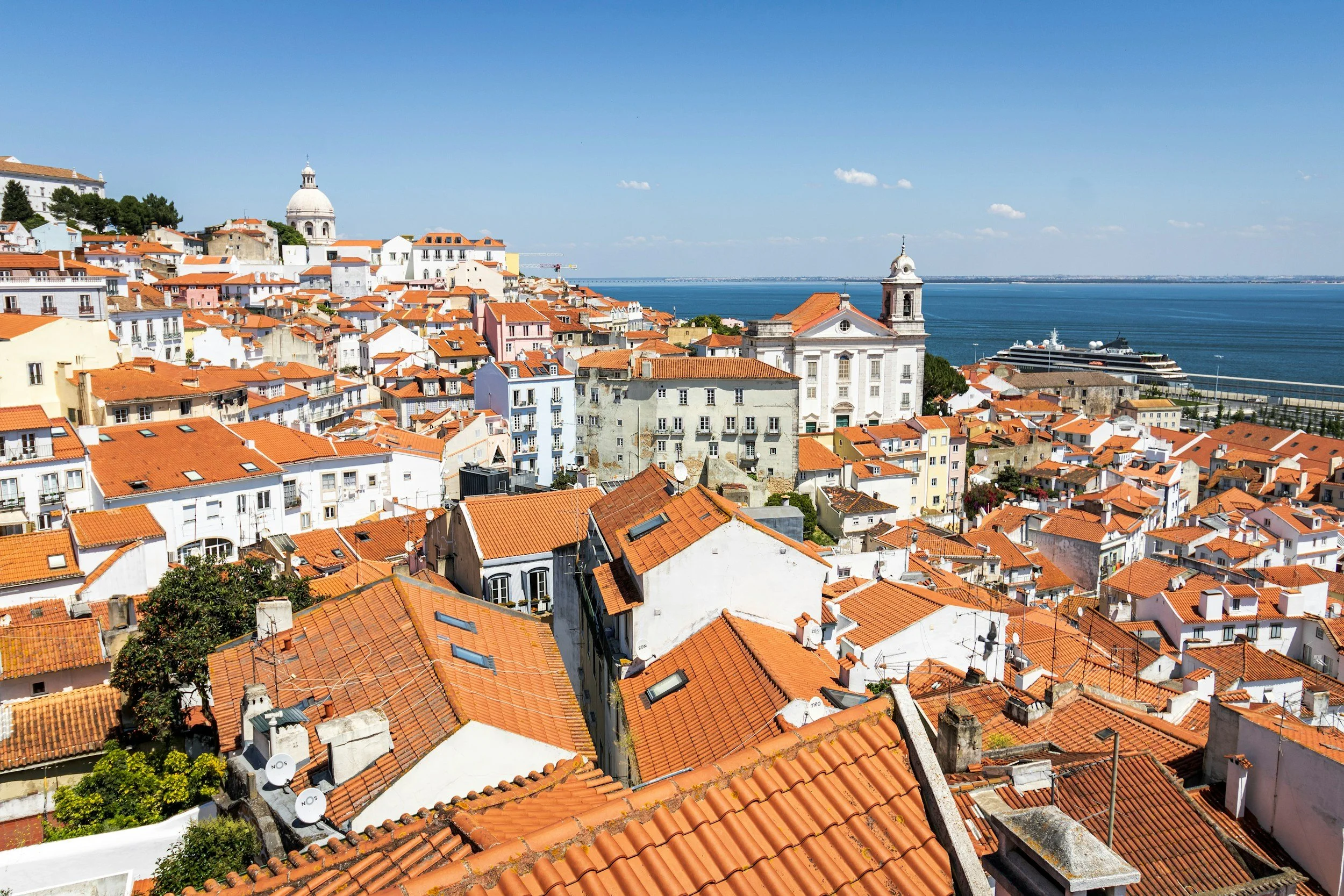 red rooftops buildings alfama portugal