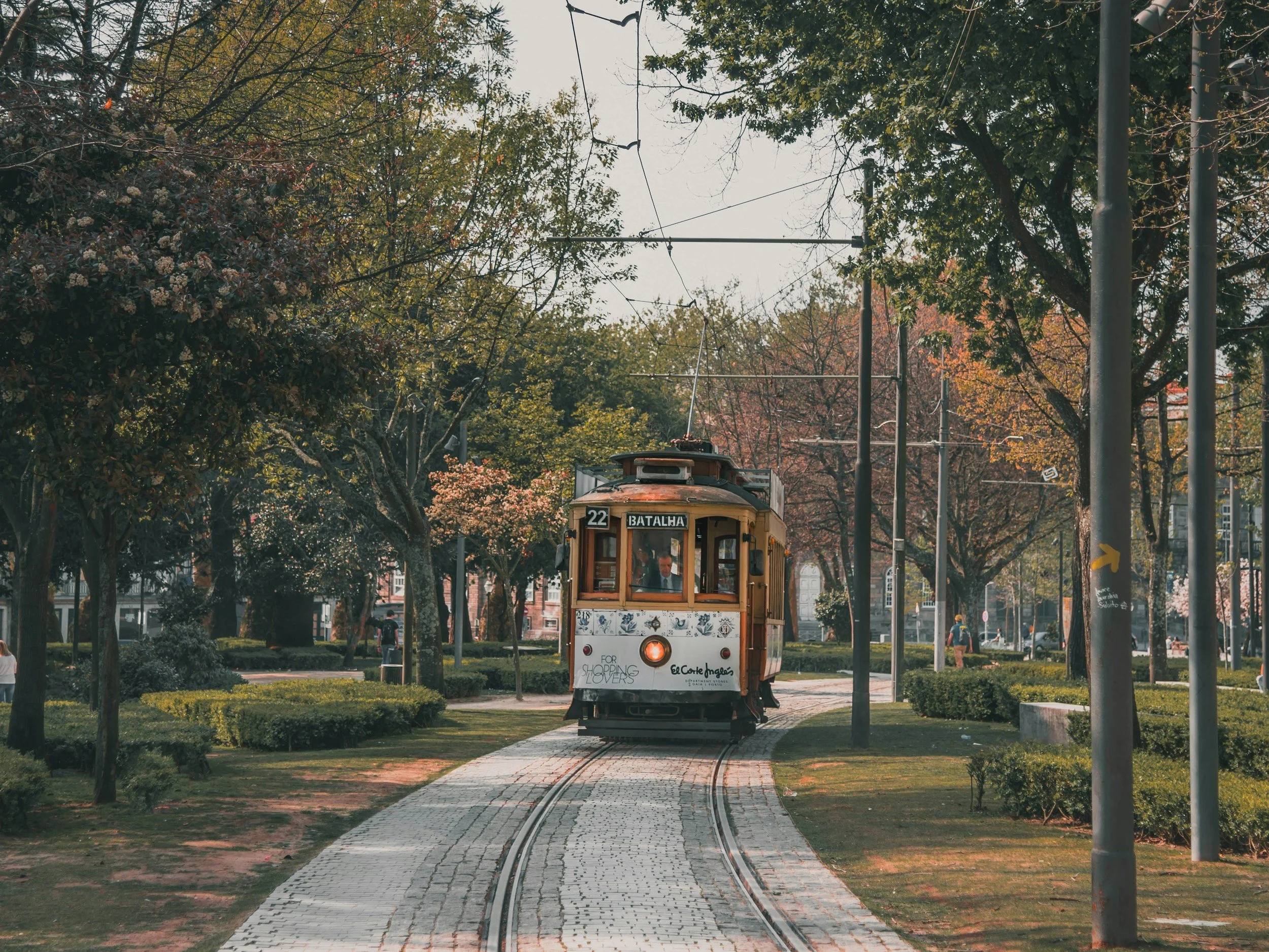 porto tram autumn