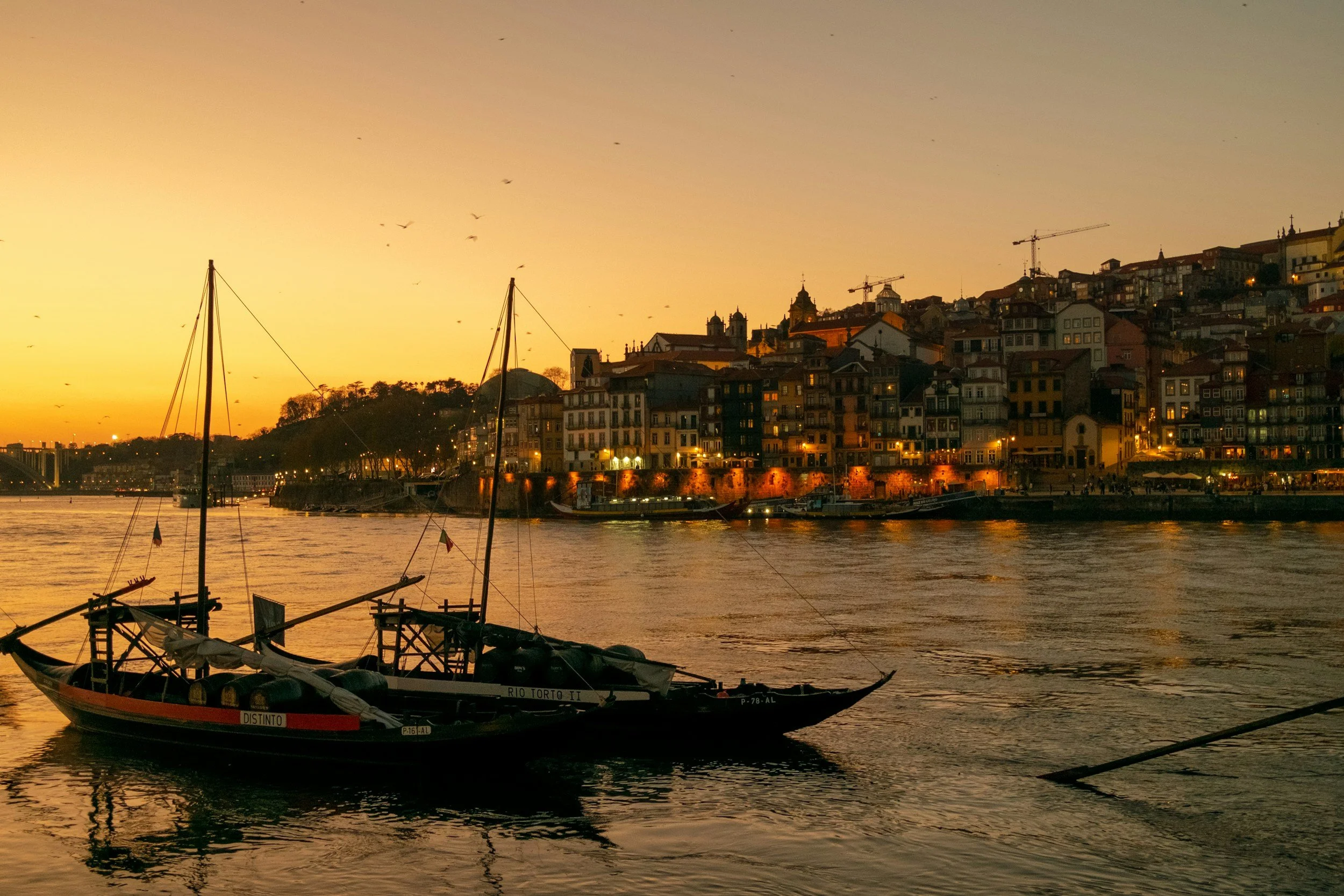 porto boats river sunset