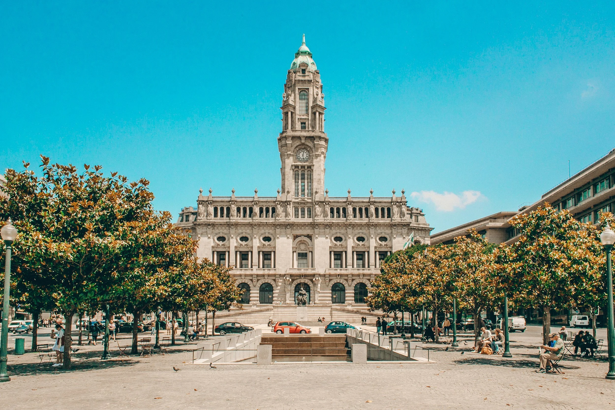 large old building and square porto