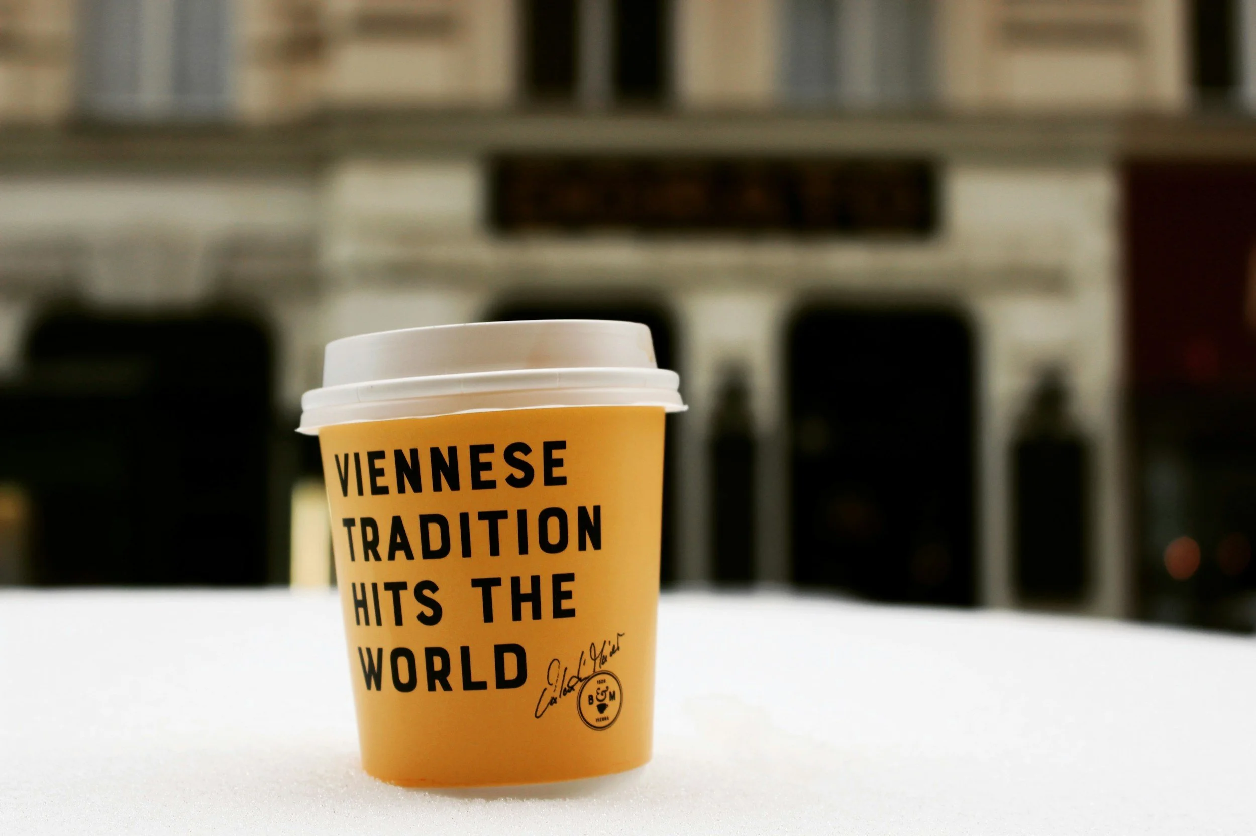 coffee cup in the snow