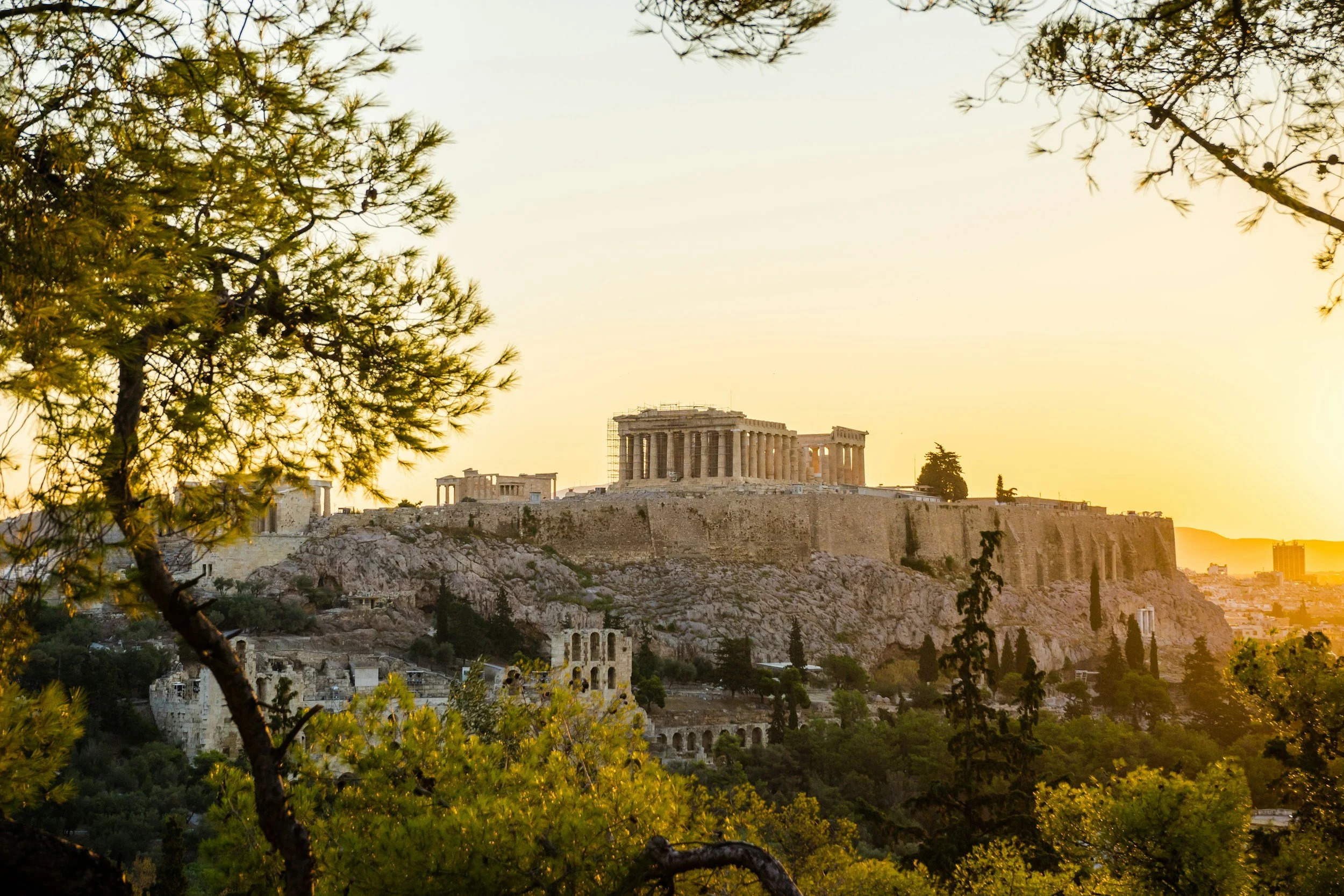 athens parthenon sunset