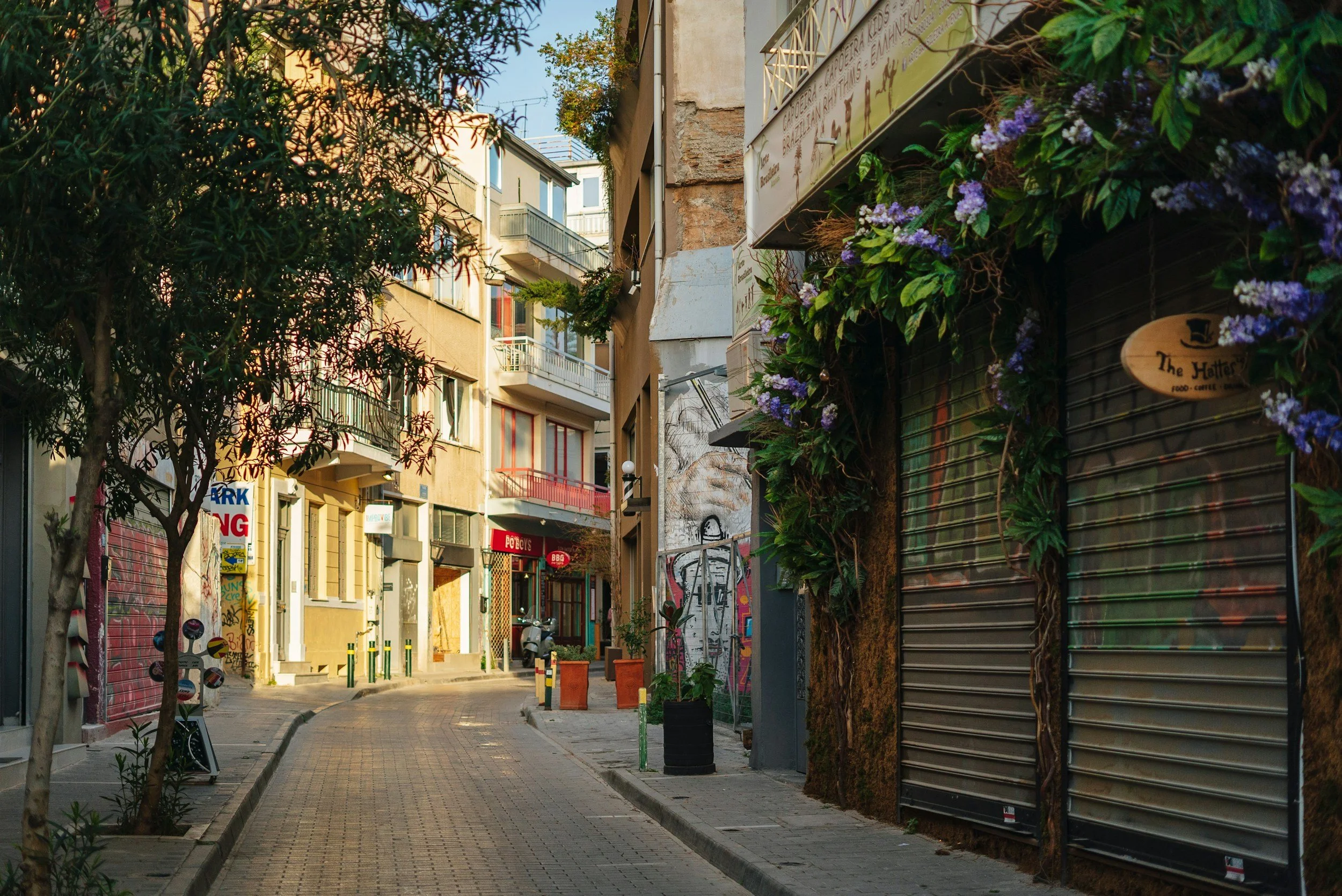 athen street sunset