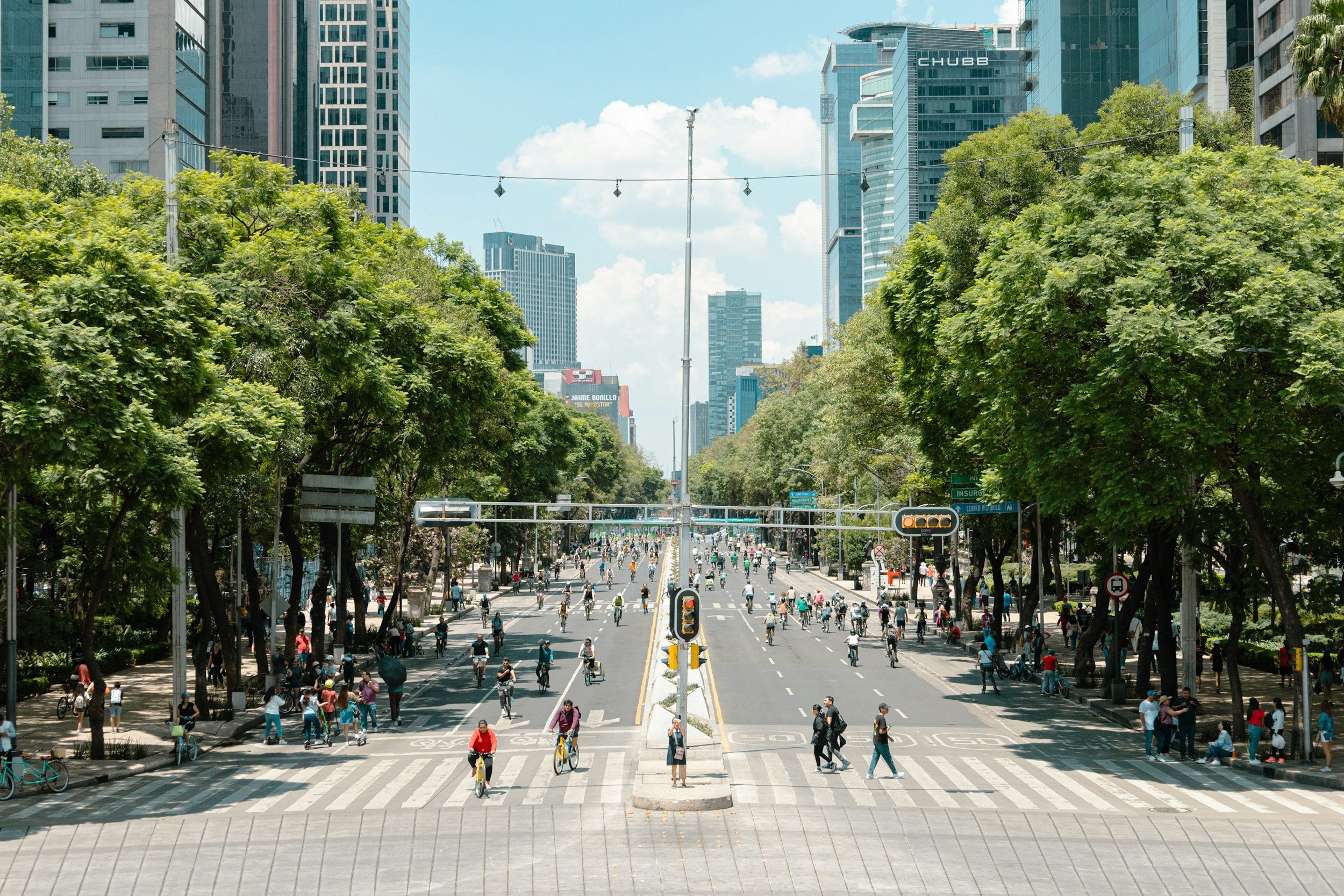 busy central street boulevard mexico city sunshine