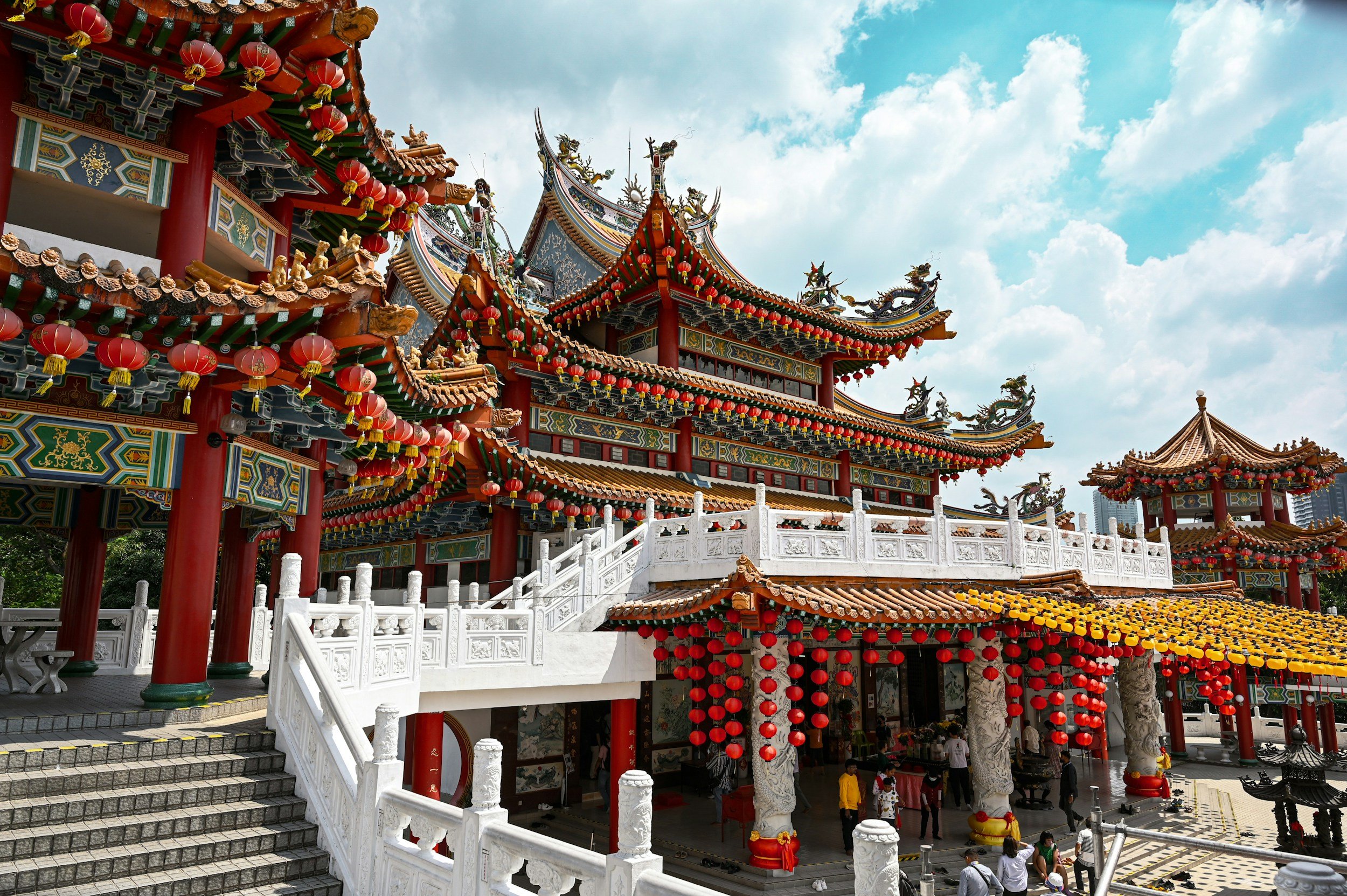 colourful malaysian temples in the daytime