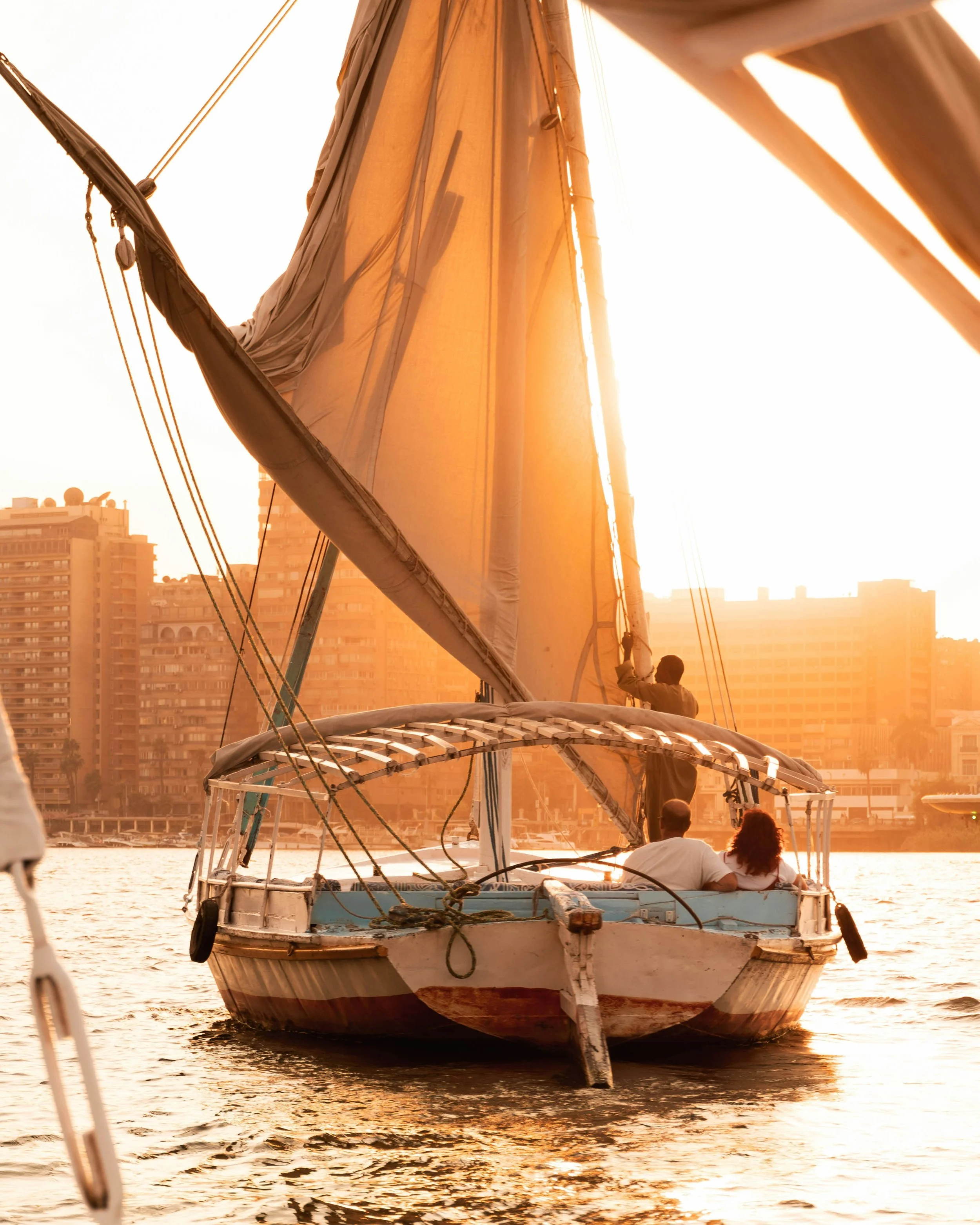 sunset on the river nile