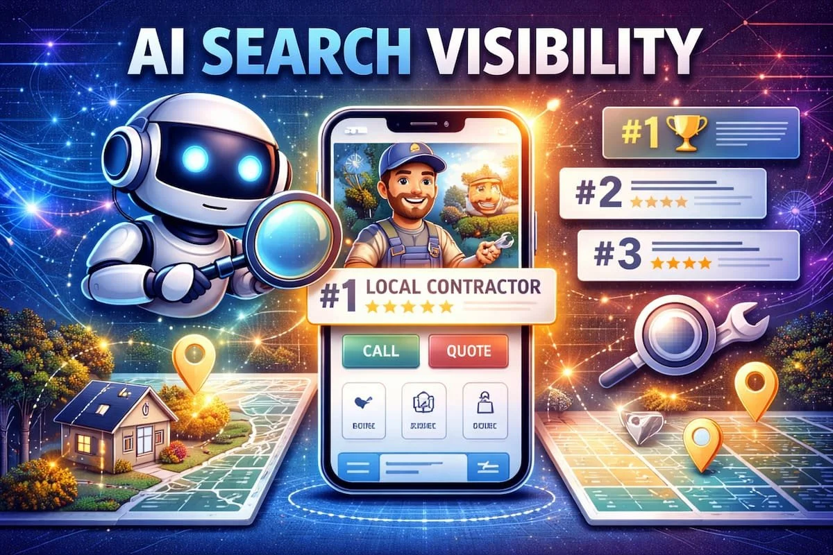 Visualization of a contractor website being highlighted in AI-generated local search results.