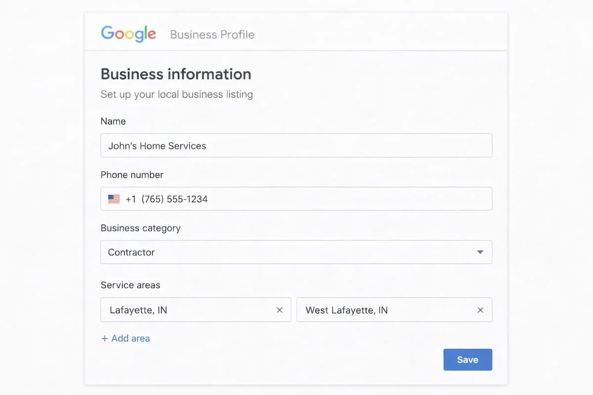 Contractor reviewing local business listing details for accuracy and consistency.