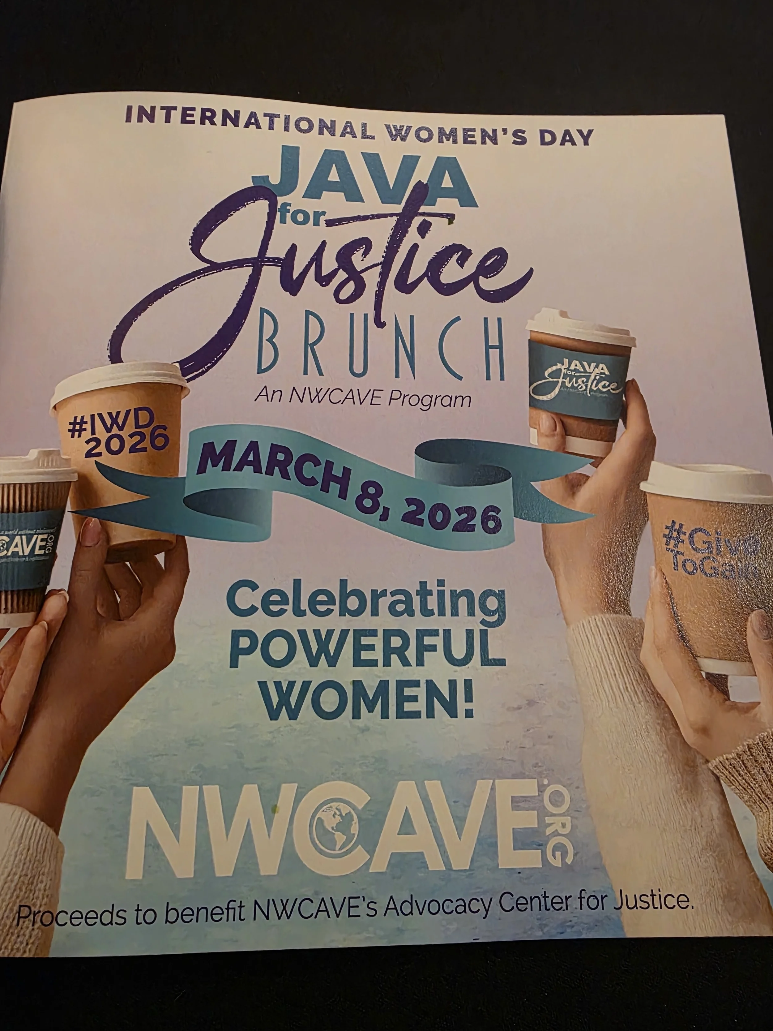 Program image for NWCAVE Java for Justice 3/8/26