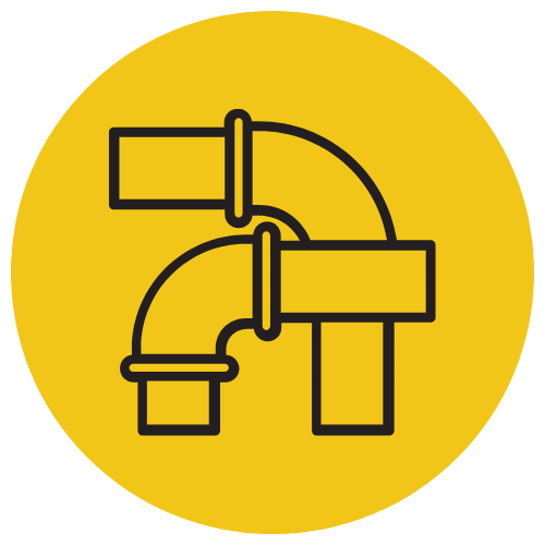 Pipes icon on yellow background