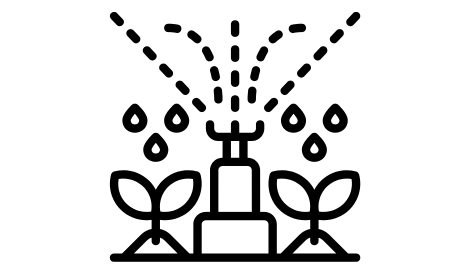 Illustration of a sprinkler watering two plants
