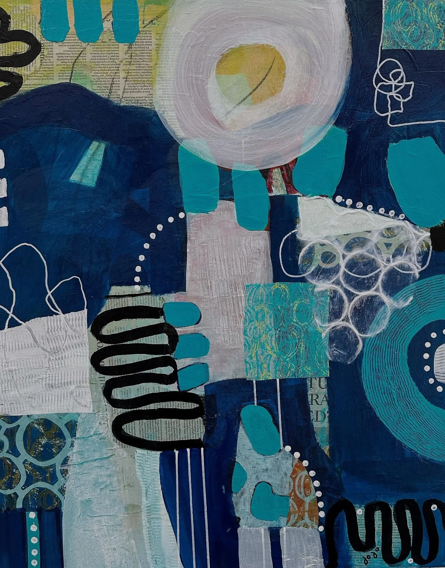 &ldquo;Feeling Aqua&rdquo; 24&rdquo;x30&rdquo; Mixed Media #acrylic #mixedmediacollage #interiordesign #contemporaryartwork #blue #aqua #jojoart