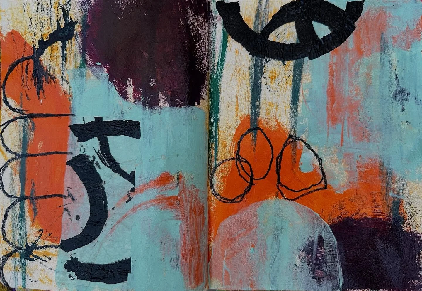 Using up left over paint #abstractart #mixedmedia #flowstate #interiordesign #bold #jojoart #journalexercises #play