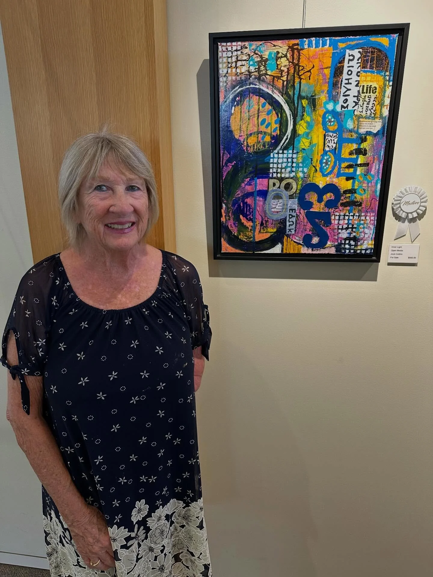 Third place ribbon for the local library spring show! #abstractart #artshow #thirdplace #mixedmedia #gallery