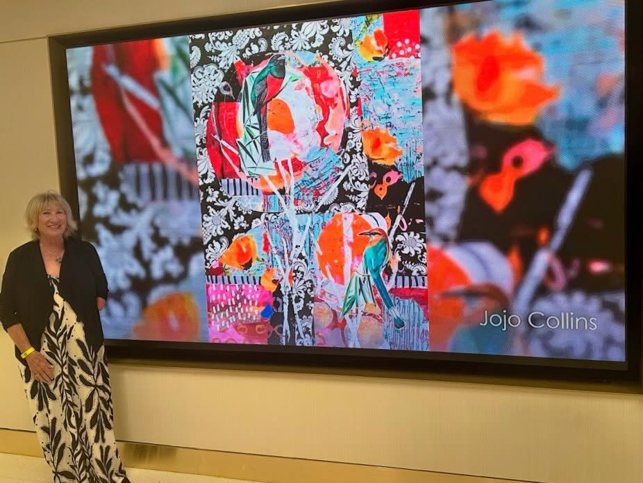 City of Hope Artist Reception on the Jumbo Screen #abstractart #mixedmedia #jojoart #interiordesign