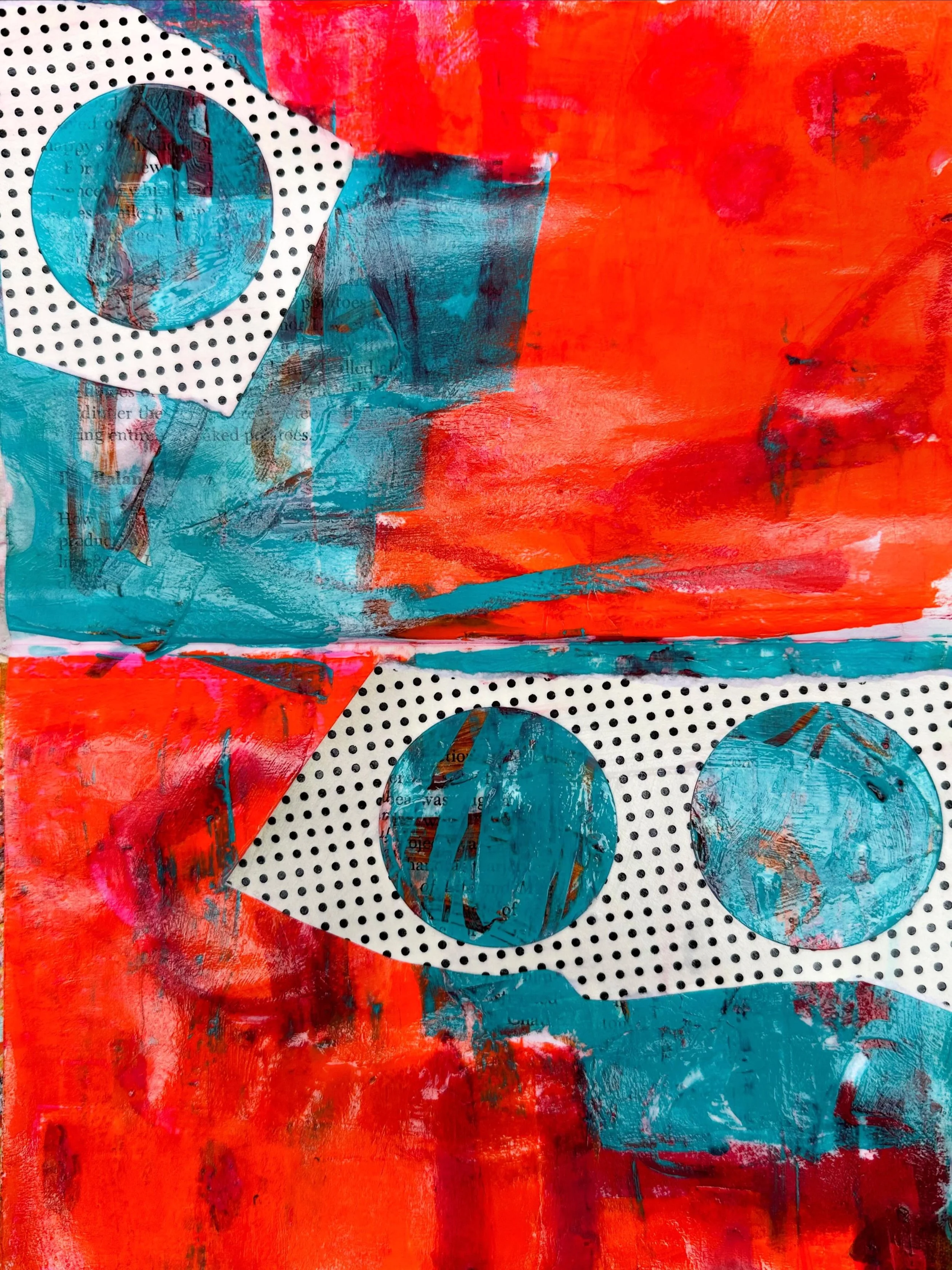 Journal Play #abstractart #collage #red #turqouise #jojoart