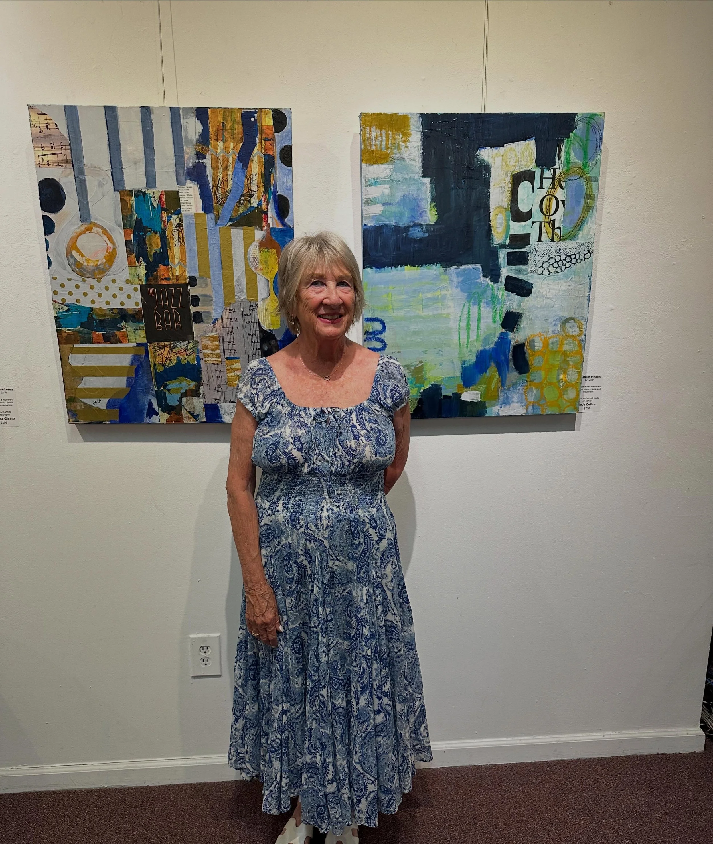 Artist reception at OCFA Showcase Gallery June 6. Two paintings : &ldquo;The Jazz Bar&rdquo; and &ldquo;Pebbles in the Sand&rdquo;