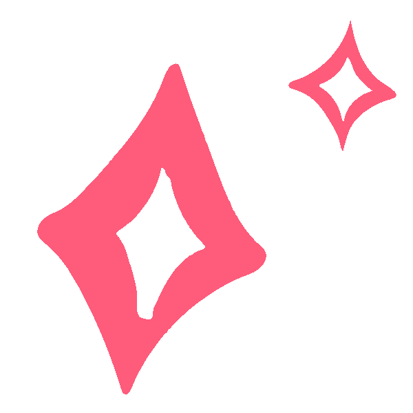 Two pink sparkles or star shapes with a shiny appearance.