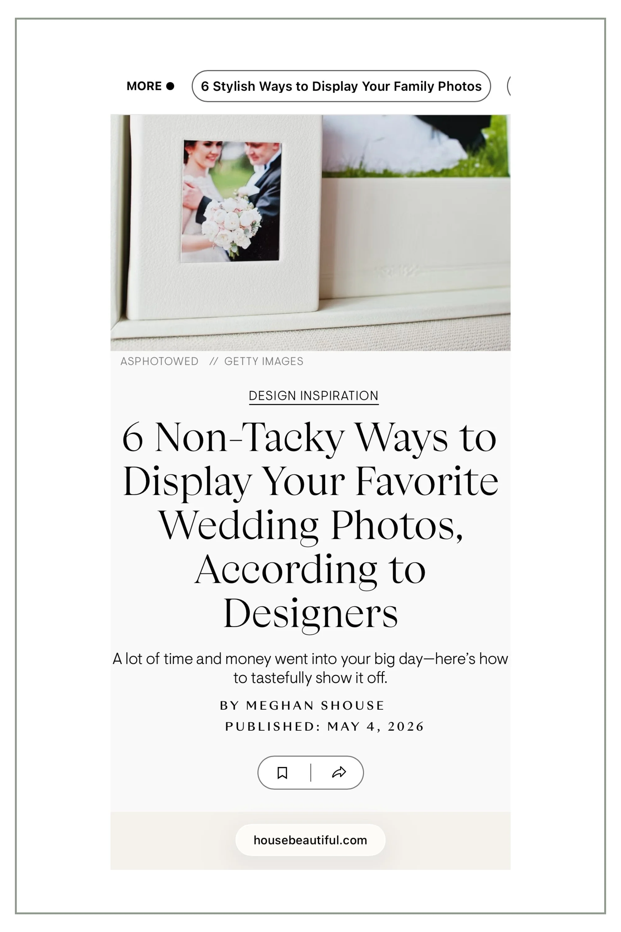 6 Non-Tacky Ways to Display Your Favorite Wedding Photos, According to Designers