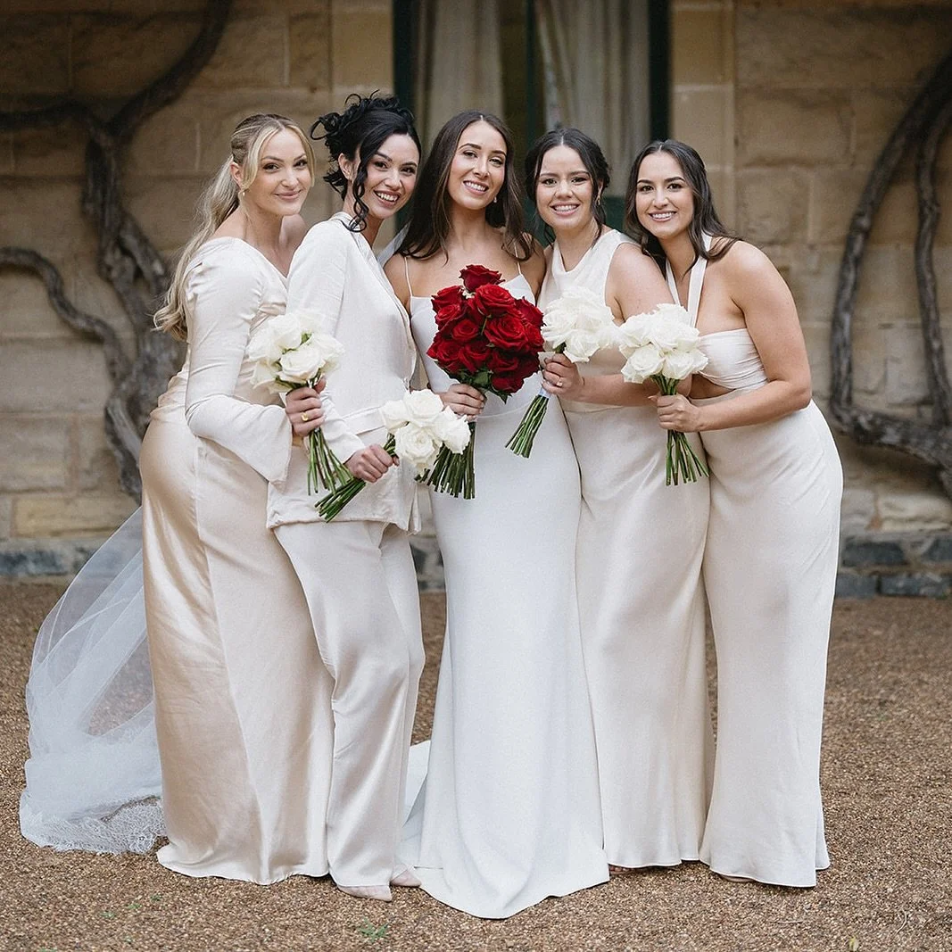 5 of the most stunning ladies we have ever had the pleasure of glamming! Congratulations to the stunning @maddiespatuzzo and her handsome hubby Jacob. We wish you both an amazing life together❤️❤️
Brides hairstyling- by Jo
Bridesmaids hairstyling - b