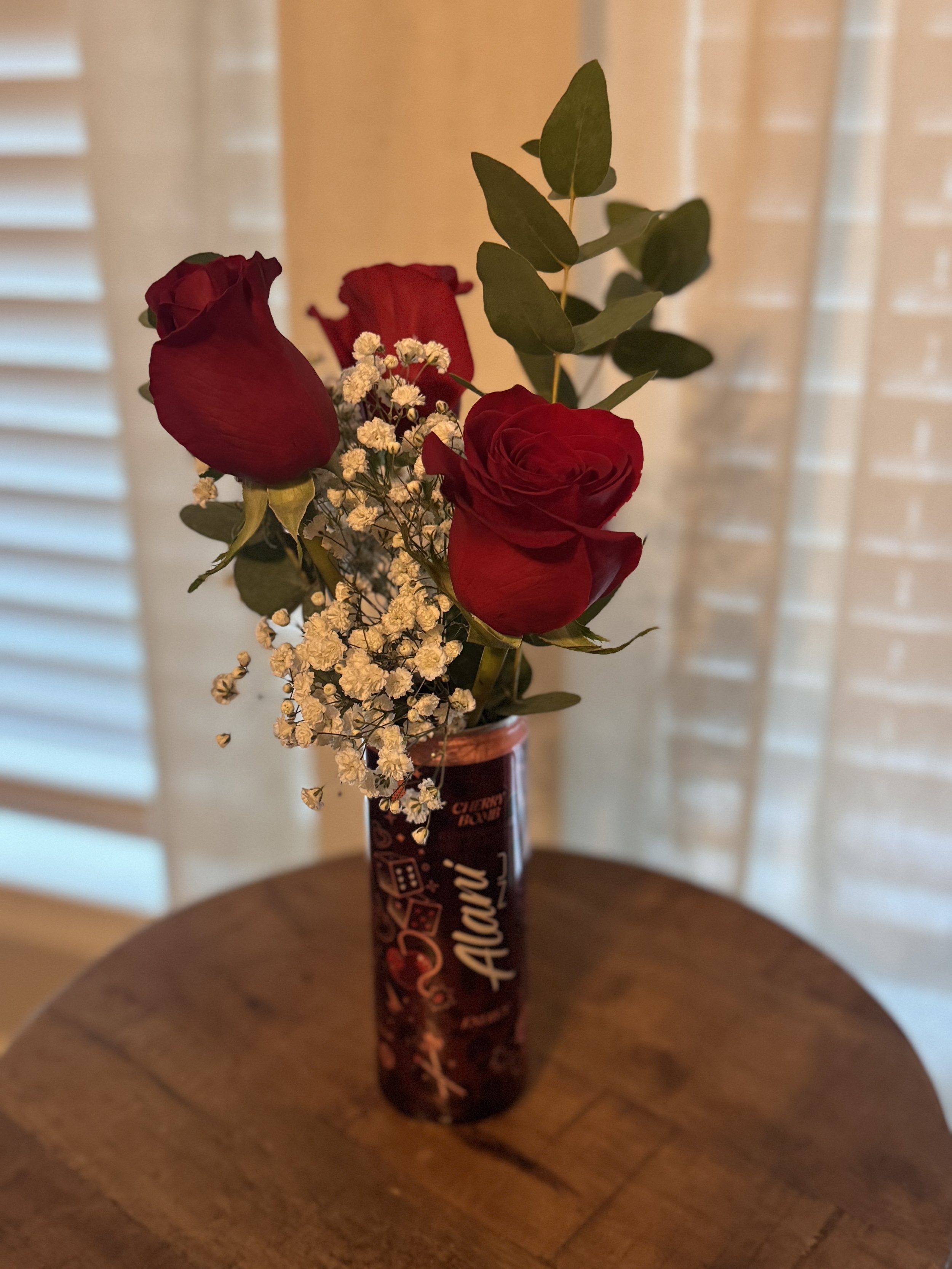 Cherry Bomb Alani Can Floral Arrangement w/ Balloons