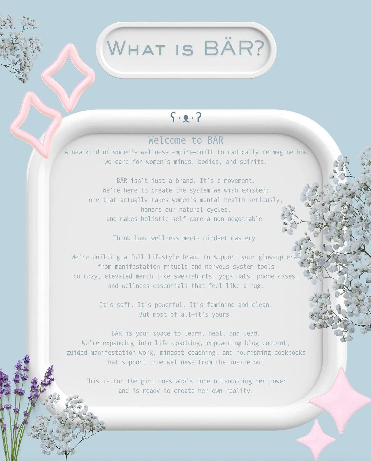 What is B&Auml;R?
B&Auml;R is a world I&rsquo;m building for women who are ready to heal, lead, and rise&mdash;together.
It&rsquo;s where soft hoodies meet strong mindsets. Where manifestation planners sit beside real conversations. Where wellness is
