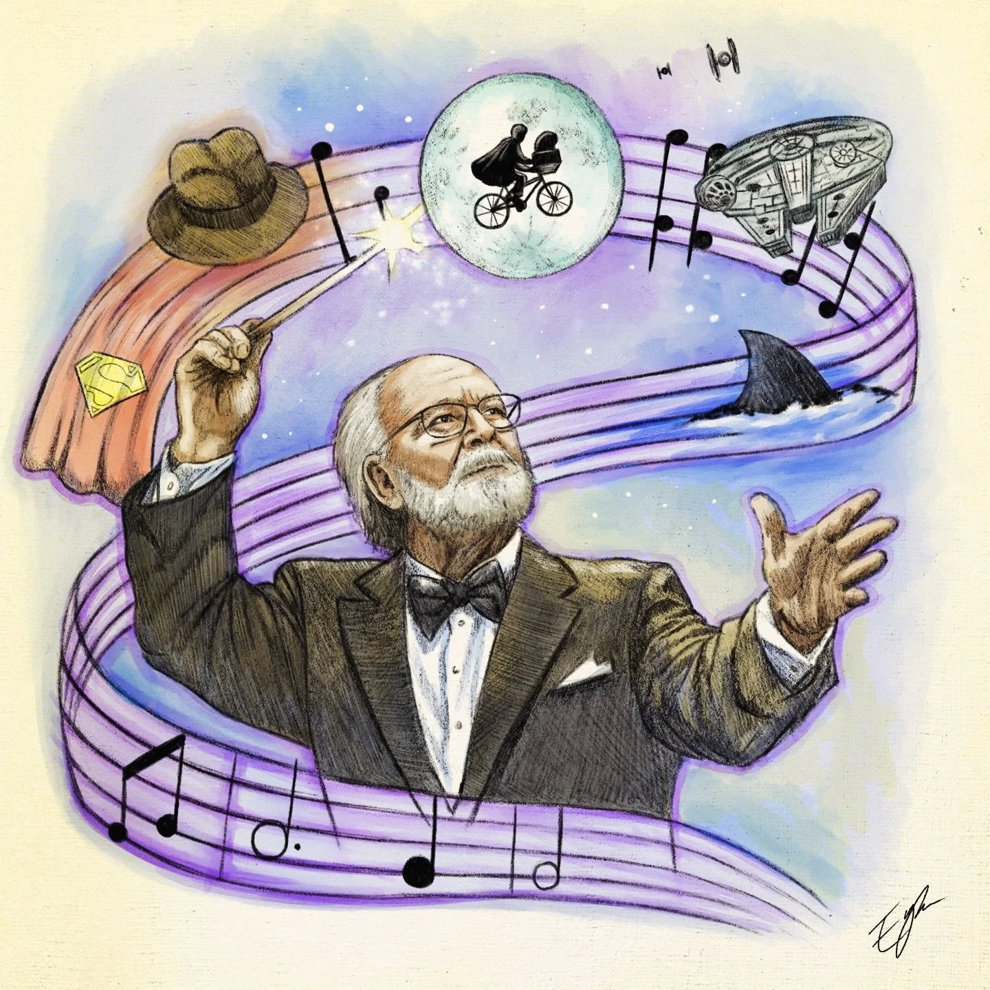 🎂🎶 Happy Birthday to the Maestro of Movie Magic 🎶🎂

Today we celebrate John Williams&hellip;the man who didn&rsquo;t just write film scores, but wrote our memories.

I drew a small tribute to the composer today, as a thank you for the music that 