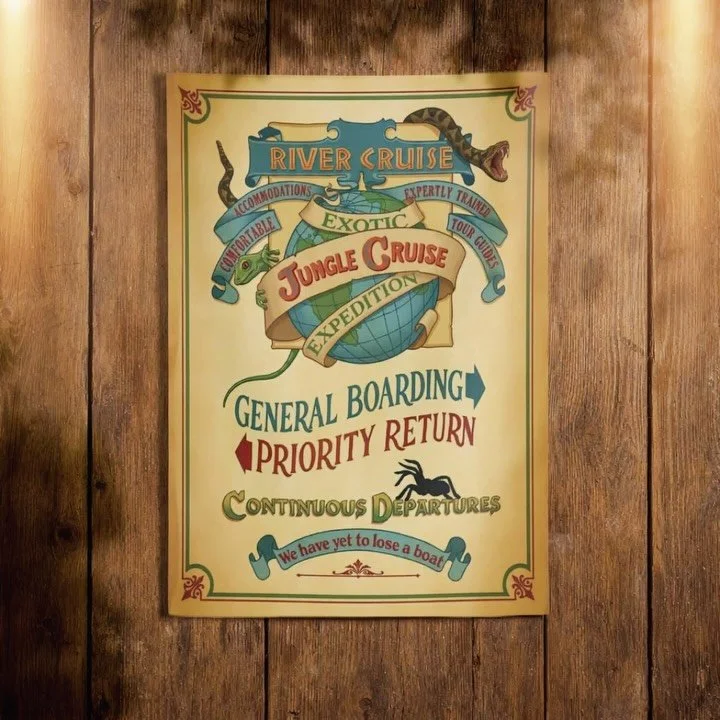 Chart your course into adventure with the Jungle Cruise Expedition Tapestry, now available at lostdeltaoutpost.

I&rsquo;ve carefully refined the design to better reflect the spirit of the era&hellip;replacing modern queue terms with period-inspired 