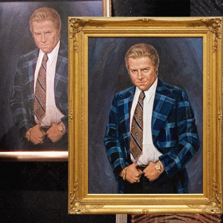 This Biff Tannen portrait replica, originally created years ago for rolled canvas, is now available as a stretched canvas and poster form. Inspired by the iconic painting seen inside the Biff Tannen Casino in Back to the Future Part II, this piece ha