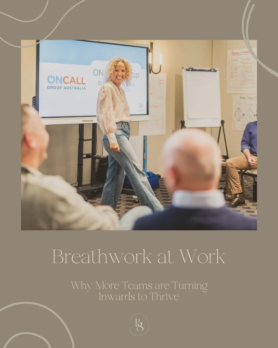 Lately, I&rsquo;ve had the privilege of guiding more and more teams through corporate breathwork sessions and the shift is real. 

In just 45 minutes, I watch people soften, breathe deeper, and come back to themselves.

From reducing stress and recha