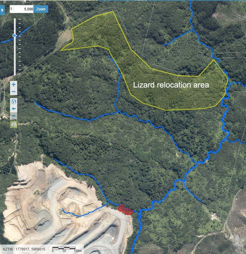 Brookby Quarry lizard search (red) and release area April 2025