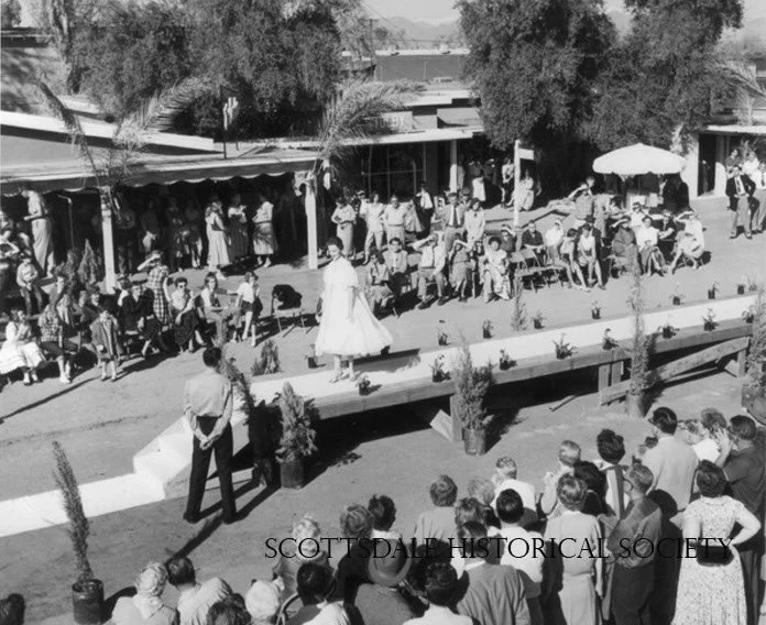 As more artists and crafts people opened galleries, studios and shops in post-World War II Scottsdale, the downtown area became a center for fashion and wearable art. During the winter months, the fashion shops and merchants staged weekly or monthly 