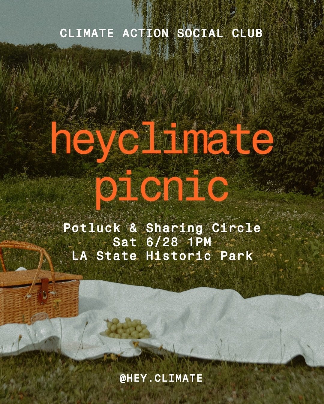 🧺let&rsquo;s picnic!!!!   Slow down, share space, and connect with fellow climate-minded friends under the sun and shade 🌳 In light of recent events, from LA ICE raids to global unrest, we&rsquo;re coming together for an afternoon of grounding, ref