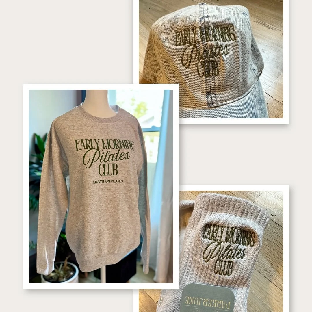 I&rsquo;m personally not a member of this club, but fully respect the hustle of those who are 💪🏻 new Early Morning Pilates Club merch exclusively at Marathon Pilates. Show you&rsquo;re a proud member from head to toe!