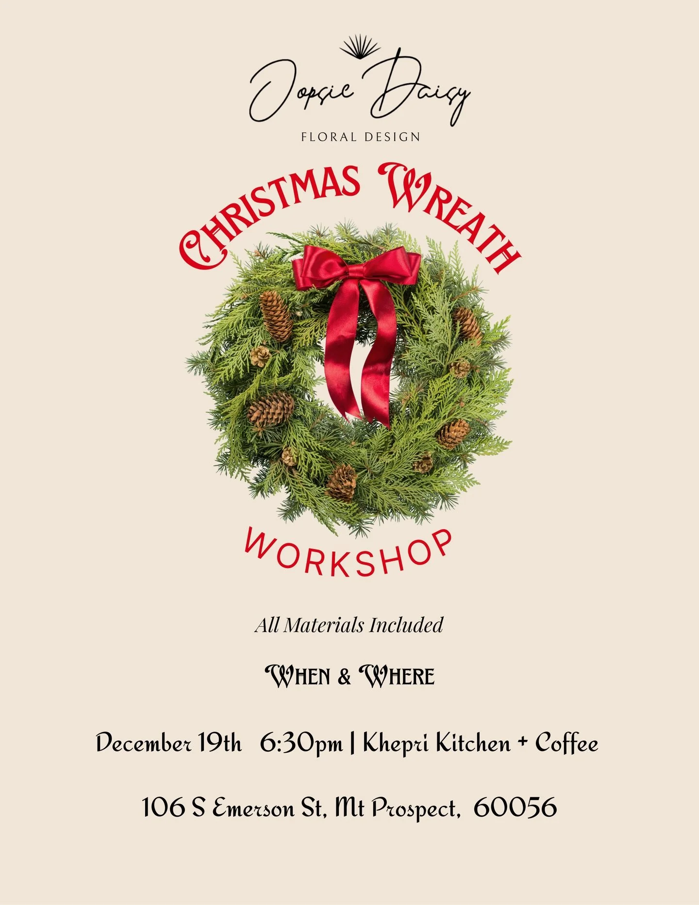 Get into the festive spirit with our Christmas Wreath Making Workshop! Sign up with the link in our bio to secure your spot 🎄❄️

All materials are included&mdash;choose from a variety of fresh Christmas greens and a beautiful selection of accents li