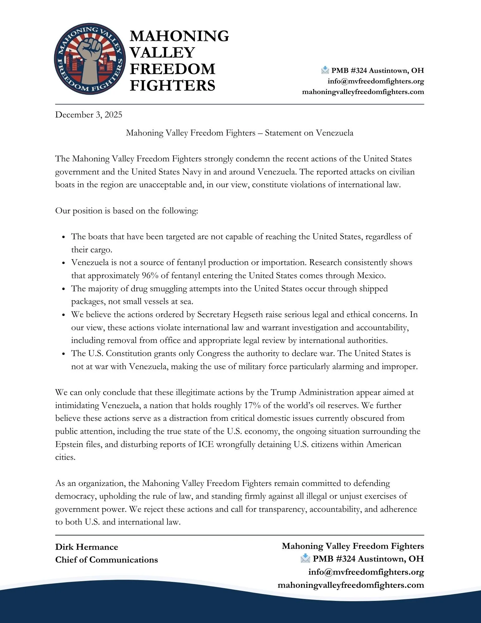 Statement on Venezuela