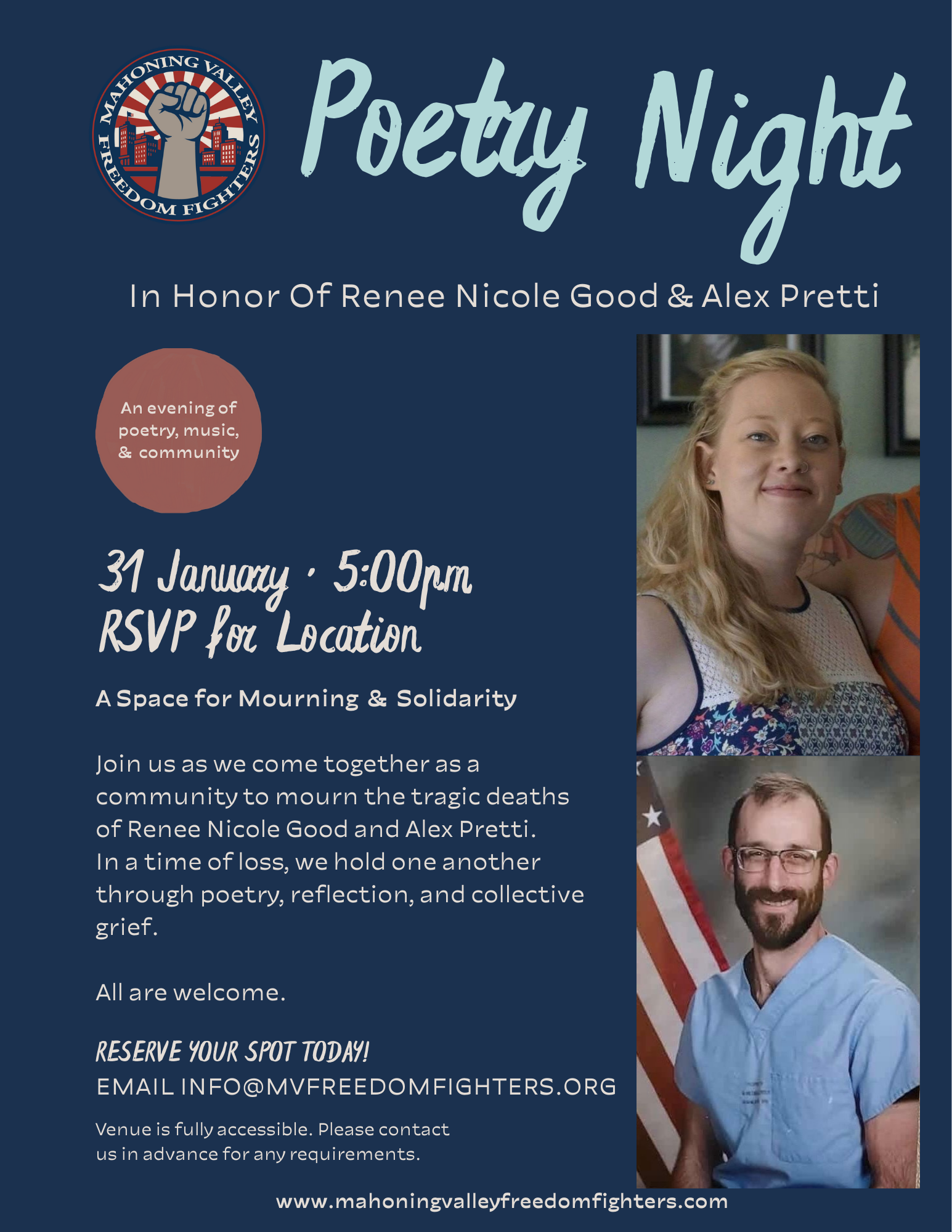 Poetry Night: Honoring Renee Nicole Good & Alex Pretti
