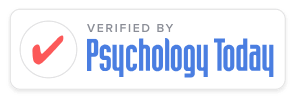 Verified by Psychology Today badge with checkmark logo and text