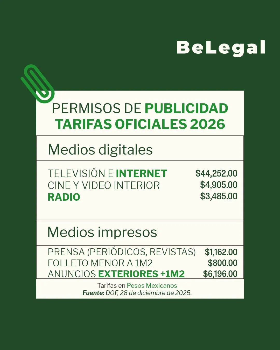 🗓 &iquest;Sigues esperando para tramitar tu PERMISO DE PUBLICIDAD la COFEPRIS? Si tienes una cl&iacute;nica, hospital o consultorio dental, esto te interesa. Las tarifas de COFEPRIS para 2026 ya est&aacute;n aqu&iacute; y los medios digitales lo est