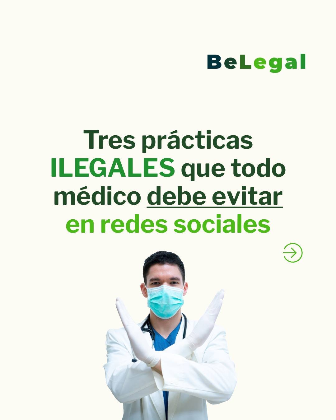 😷 Doctor, &iquest;est&aacute;s cruzando los l&iacute;mites legales en tus redes sociales? 😱, en este post te contamos 3 pr&aacute;cticas ilegales que son frecuentes en el marketing m&eacute;dico: 

1️⃣ Exhibir al paciente sin "blindaje" l
