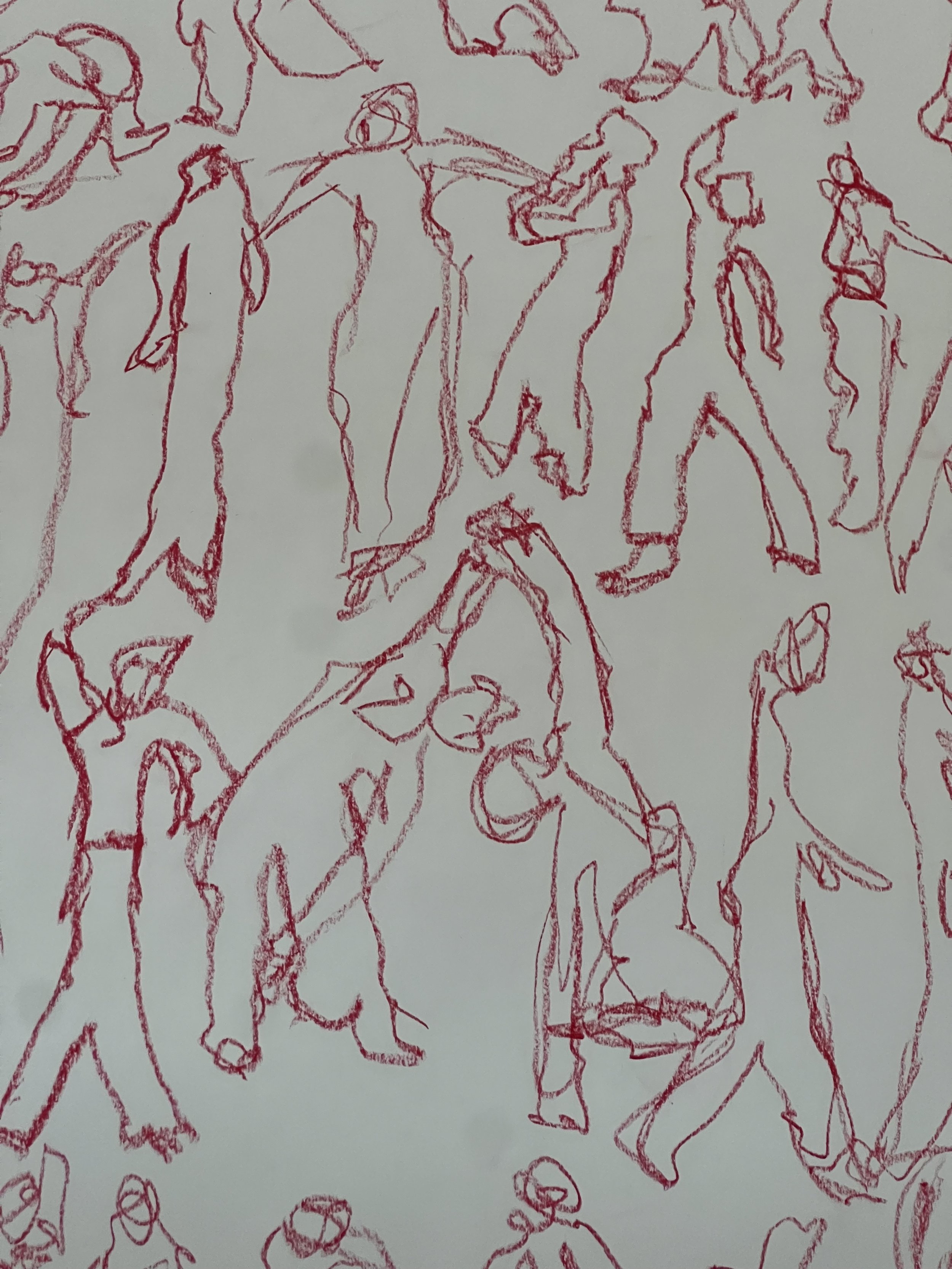 dancing queens, oil pastel on paper